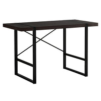 Monarch Specialties - 7311 Bureau 48 po L - Espresso/Metal Noir-Bureau d'ordinateur d'inspiration industrielle avec un dessus de bureau à panneaux épais au fini brun foncé espresso