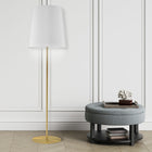Dainolite - Lampe sur pied transitionnelle Dainolite, 1 lumière, laiton vieilli avec abat-jour tambour blanc-Métal