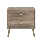 Prepac – Table de nuit à 2 tiroirs Milo, style moderne milieu du siècle, gris délavé (DDNR-1402-1)-Fini de laminé gris délavé