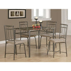 Monarch Specialties - 1029 Ens Salle A Manger 5 pièces - Dessus Marbre/Metal Bronze-Les chaises accentuent les accents décoratifs de la table et sont dotées de sièges à rembourrage moelleux pour un confort accru