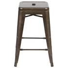 Flash Furniture Tabouret De Bar 24" - Empilable - Gris Gun Metal - Paquet De 4 (4ET3132024GNR)-Tabouret industriel moderne en métal gris métal à canon