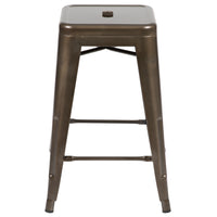 Flash Furniture Tabouret De Bar 24" - Empilable - Gris Gun Metal - Paquet De 4 (4ET3132024GNR)-Tabouret industriel moderne en métal gris métal à canon