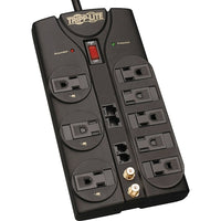 Tripp Lite – Protecteur contre les surtensions 3240 joules 8 prises, avec protection Ethernet, coaxiale et lignes de données-Couleur : Noir 