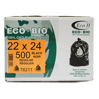 Eco II - Sac à ordure Oxo-Biodégradable - industriel - 22 po x 24 po - noir - paquet de 500-22 po x 24 po
