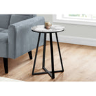 Monarch Specialties - 2178 Table D'Appoint - 22 po H/Marbre Blanc/Metal Noir-Utilisez-le facilement comme table de collation ou table d'appoint de canape