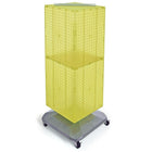 Azar Displays – Présentoir de sol à panneaux perforés emboîtables sur 4 côtés à roulettes, 40 x 14 x 14 po, jaune (701436-YEL)-Pivote sur une base carrée à roulettes