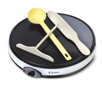 Crêpière électrique Euro Cuisine CM20 à réglages de chaleur réglables et ustensiles inclus – Blanc-Plaques antiadhésives sans PTFE et APFO gratuites