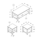 Monarch Specialties - 7880P Ens De Tables - 3Pcs/Gris Industriel-Chaque table possede une tablette inferieure pour plus d'espace de rangement.