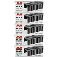 JAM PaperMD – Agrafes de taille standard, noir, paquet de 5-Taille : 0,5 x 0,25 po