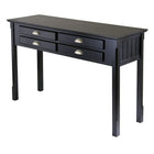 Winsome – Table console avec tiroirs, noir-Ce meuble offre une touche subtile pour rendre tout salon plus élégant ou décontracté. Ces tables sont uniques et décontractées tout en restant sophistiquées et très abordables pour des meubles en bois massif. S’assortit avec la table de bout (20124) et la table basse (20238) de la collection.