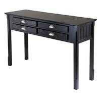 Winsome – Table console avec tiroirs, noir-Ce meuble offre une touche subtile pour rendre tout salon plus élégant ou décontracté. Ces tables sont uniques et décontractées tout en restant sophistiquées et très abordables pour des meubles en bois massif. S’assortit avec la table de bout (20124) et la table basse (20238) de la collection.