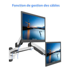 ShoppingAll Support mural pneumatique à double ressort à gaz pour deux écrans - Blanc-Rangez vos câbles de manière ordonnée et organisée grâce aux clips de gestion des câbles intégrés, pour un environnement propre de votre moniteur/TV