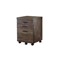Monarch Specialties - 7400 Classeur 3 Tiroirs - Faux Bois Brun-Finition en grain de bois brun tendance avec des tirettes en plastique noir élégantes