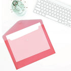 Jam Enveloppes de plastique format livret avec fermeture à pression, 9 1/4 x 13 po, rouge-Fermeture : bouton pression