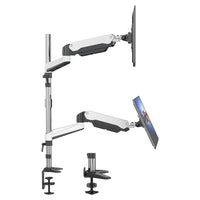 SHOPPINGALL Bras de moniteur extra-long à double vérin à gaz, empilé verticalement, pour écrans 15"-32" -SA-GA24L-Blanc-[COMPATIBILITÉ AMÉLIORÉE] Conçu pour accueillir en toute sécurité deux moniteurs de 15 à 32 pouces, chaque bras peut supporter jusqu'à 17,6 lb/8 kg. Les bras de montage sont compatibles avec les trous de montage VESA 75 mm x 75 mm ou 100 mm x 100 mm.
