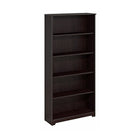 Bush – Bibliothèque à 5 tablettes Cabot, chêne espresso (WC31866 03)-Surfaces de travail en stratifié résistantes aux égratignures et aux taches
