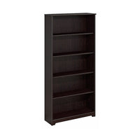 Bush – Bibliothèque à 5 tablettes Cabot, chêne espresso (WC31866 03)-Surfaces de travail en stratifié résistantes aux égratignures et aux taches