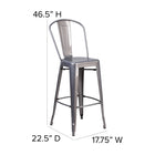 Flash Furniture - Tabouret de bar à enduit lustré de 30 pouces de hauteur pour l'intérieur avec dossier-Appui - pieds