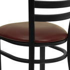 Chaise de restaurant HERCULES en acier à traverses horizontales, noir, siège en vinyle bourgogne (XUDG694BLADBURV)-Siège rembourré en mousse épaisse de 2.5 pouces