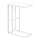 Monarch Specialties - 3676 Table D'Appoint - 25 po H/Blanc/Metal Blanc-Table d'appoint en forme de C avec une base qui peut glisser sous les canapes pour plus de commodite
