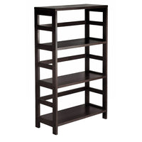 Winsome – Étagère de rangement Leo, 3 niveaux de large, fini espresso-Le grand panier ou les deux petits paniers de rangement espresso peuvent être installés facilement dans les trois sections de l'étagère. Combinez-la avec les autres étagères de rangement espresso, qu’elles soient larges ou étroites
