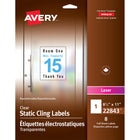 Étiquettes électrostatiques repositionnables Avery – 8 1/2 po x 11 po – Transparentes – 8 étiquettes-Étiquette électrostatique transparente