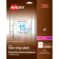 Étiquettes électrostatiques repositionnables Avery – 8 1/2 po x 11 po – Transparentes – 8 étiquettes-Étiquette électrostatique transparente