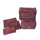 Nicci - Ensemble de rangement pour bagages 6 pièces - Vin-Tissu Ripstop 210D, mesh, fermeture éclair en nylon