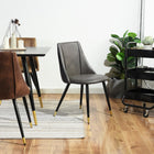 FurnitureR - Chaise de salle manger marron, ensemble de 2, CHARLTON Vintage A-Jambes En Métal