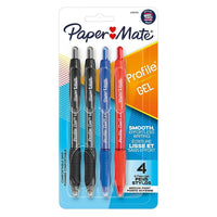 Stylo gel Profile de Paper Mate – 0,7 mm – couleurs variées – paquet de 4-Encres assorties