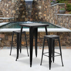 Flash Furniture – Ensemble avec table bistro et 2 tabourets sans dossier, int/ext, métal, noir (CH31330B230SQBK)-27,75 larg. x 27,75 prof. x 40 haut. (po)/carré