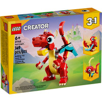 LEGO - Creator Dragon Rouge - 149 Pièces-Cet ensemble LEGO Creator 3-en-1 permet aux enfants âgés de 6 ans et plus de construire 3 jouets animaux différents