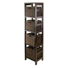 Winsome – Étagère de rangement Granville 5 pièces avec 4 paniers pliables, fini espresso-L’étagère de rangement Granville avec paniers pliables est parfaite pour ranger et organiser vos articles préférés