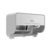 Kimberly-Clark - Distributeur de 2 rouleaux horizontaux de papier hygienique en rouleau standard ICON, plaque mosaïque blanc-Un distributeur et une plaque de revêtement au motif de mosaïque blanc par caisse