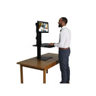 Victor – Convertisseur de bureau assis/debout manuel High Rise pour un moniteur (DC300)-Robuste base en acier et surface en bois stratifié pour une durabilité accrue