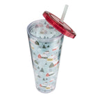 General Supply Goods + Co - Gobelet isolé à double paroi avec paille - Scène hivernale-Paille amovible