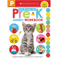 Scholastic - Jumbo Workbook, Get Ready for Pre-K, jeunes apprenants-Contient des exercices sur les thèmes dâ€™apprentissage majeurs de la prématernelle, comme mémoriser lâ€™alphabet, tenir un stylo, classer et compter.