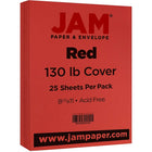 JAM Paper Papier cartonné mat, 8,5 x 11 po, 130 lb, rouge, 25/paquet (295731621)-Papier cartonné rouge, couverture