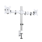 ShoppingAll - Support de bureau pour double écran LCD LED avec 2 options de montage - Blanc-Peut accueillir deux moniteurs 13"-32" avec des trous de montage VESA de 75mm x75mm ou 100mm x 100mm, supporte un poids jusqu'à 17,6lb/8kg.