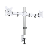 ShoppingAll - Support de bureau pour double écran LCD LED avec 2 options de montage - Blanc-Peut accueillir deux moniteurs 13"-32" avec des trous de montage VESA de 75mm x75mm ou 100mm x 100mm, supporte un poids jusqu'à 17,6lb/8kg.