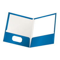 Oxford - Dossier plastifié à deux pochettes, format lettre, bleu-Les chemises à pochette double Oxford constituent la norme dans le domaine du stockage de documents papier