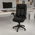 Flash Furniture – Fauteuil directeur pivotant à dossier haut avec accoudoirs rabattables, cuir noir (BT90275H)-Mousse ignifuge CA117