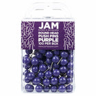 JAM PAPER - Punaises Colorees, Punaises Carte à Tête Ronde, Violet, Paquet de 100-Punaises en plastique