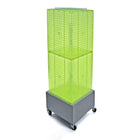 Azar Displays – Présentoir de sol à panneaux perforés emboîtables sur 4 côtés et à roulettes, 40 x 14 x 14 po, vert (701415-GRE)-Surmontoir pour affiche inclus