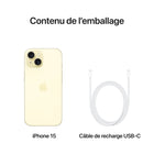 Apple - iPhone 15 6,1 po ecran Liquid Retina, 256 Go, Jaune, Bell et Virgin Plus-Garantie limitée d'un an du fabricant