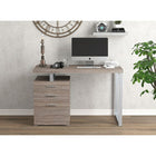 Safdie & Co. 47.25L Bureau - Métal Argent - Taupe Foncé 3 Tirroirs-Trois tiroirs spacieux.