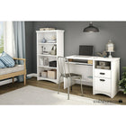 South Shore - Bureau d'ordinateur Gascony avec plateau pour clavier, blanc pur, 47,5 x 23,5 x 30,75 po-UN CASIER DE RANGEMENT OUVERT: Un espace de rangement ouvert vous permettra d’y déposer des feuilles ou des items dont vous vous servez quotidiennement.