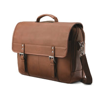 Samsonite Classic Leather Mallette avec Rabat 15.6", Cognac-Cognac, Cuir pleine fleur