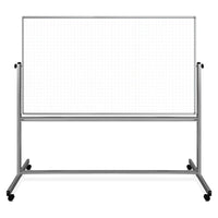 Luxor Mobile magnétique double-face fantôme grille tableau blanc, 72 po x 40 po-Tableau blanc 72 po x 40 po avec motif de grille fantôme 2 po x 2 po