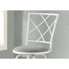 Monarch Specialties - 2377 Tabouret De Bar - Pivotant/Blanc/Tissu Gris - Paquet de 2-Sièges recouverts de similicuir blanc pivotants à 360 degrés